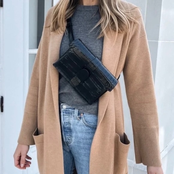 SENREVE Aria Black Leather Croc-Embossed Belt Bag New With Tags - Picture 4 of 16